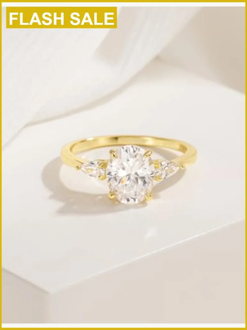3-Stone Oval CZ Wedding Promise Ring - 4-Prong Setting - Stackable - Size